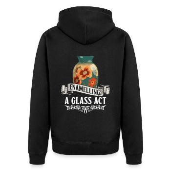 Emaillieren: Ein gläserner Akt - Emailliertes Glas - Unisex Premium Bio Zip Hoodie - Schwarz - Hinten - Nico (187cm)