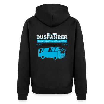 Busfahrer Linienbus - Unisex Premium Bio Zip Hoodie - Schwarz - Hinten - Nico (187cm)