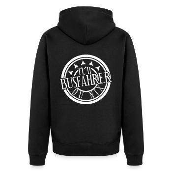 Busfahrer Spruch Linienbus - Unisex Premium Bio Zip Hoodie - Schwarz - Hinten - Nico (187cm)