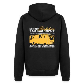 Busfahrer Bus Linienbus - Unisex Premium Bio Zip Hoodie - Schwarz - Hinten - Nico (187cm)