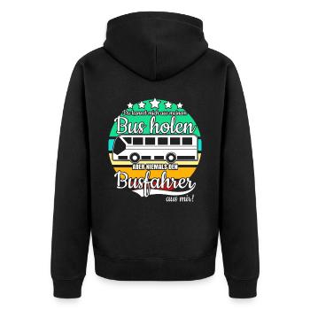 Linienbus Bus Busfahrer - Unisex Premium Bio Zip Hoodie - Schwarz - Hinten - Nico (187cm)