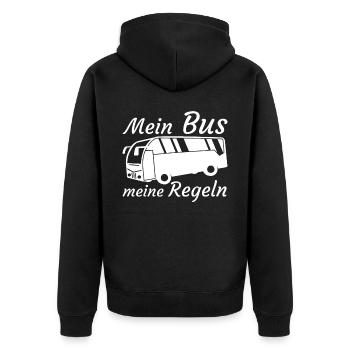 Busfahrerin Busfahrer Linienbus - Unisex Premium Bio Zip Hoodie - Schwarz - Hinten - Nico (187cm)