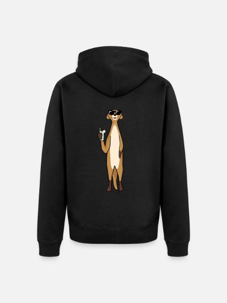Meerkat with cocktail sunglasses - Unisex Premium Organic Zip Hoodie - black