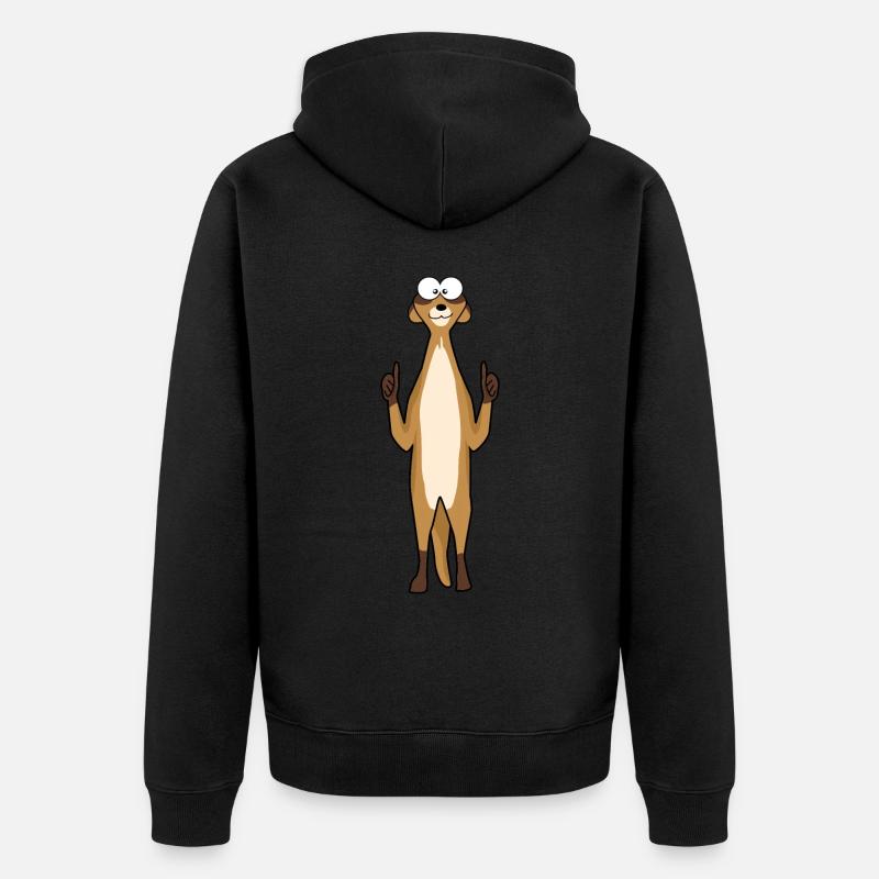Erdmännchen Daumen hoch - Unisex Premium Bio Zip Hoodie - Schwarz