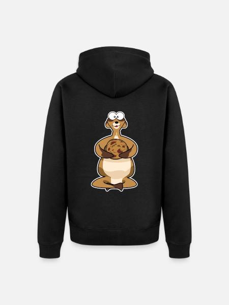 fat meerkat with biscuit - Unisex Premium Organic Zip Hoodie - black