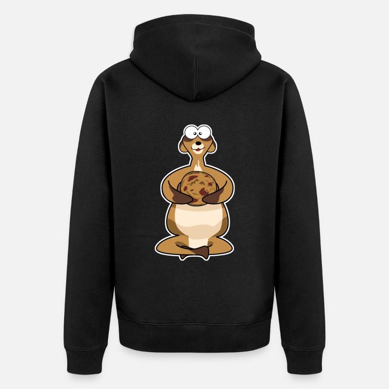 Suricate gras avec biscuit - Veste à capuche bio Premium Unisexe - noir