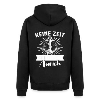 Aurich Sprüche - Unisex Premium Bio Zip Hoodie - Schwarz - Hinten - Nico (187cm)