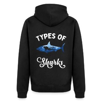 Always be yourself You can be a shark - Unisex Premium Organic Zip Hoodie - black - Back - Nico (187cm)