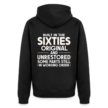 Built sixties original 50th birthday - Unisex Premium Organic Zip Hoodie - black - Back - Nico (187cm)