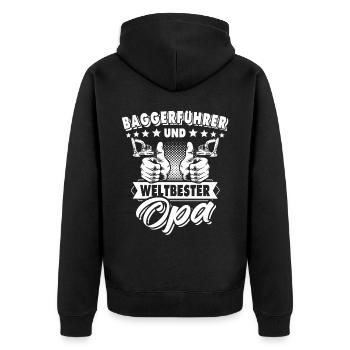 Baggerfuehrer Opa Baggerfahrer Grossvater - Unisex Premium Bio Zip Hoodie - Schwarz - Hinten - Nico (187cm)
