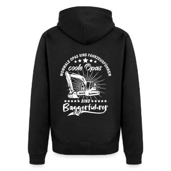 Baggerfuehrer Opa Baggerfahrer - Unisex Premium Bio Zip Hoodie - Schwarz - Hinten - Nico (187cm)