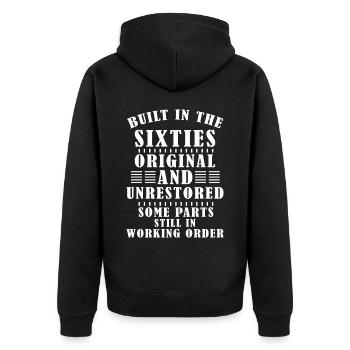 Built sixties original 50th birthday - Unisex Premium Organic Zip Hoodie - black - Back - Nico (187cm)