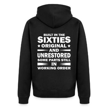 Built sixties original 50th birthday - Unisex Premium Organic Zip Hoodie - black - Back - Nico (187cm)
