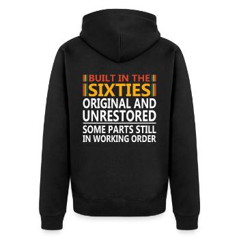 Built sixties original 50th birthday - Unisex Premium Organic Zip Hoodie - black - Back - Nico (187cm)