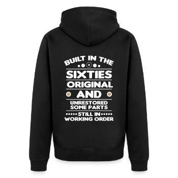 Built sixties original 50th birthday - Unisex Premium Organic Zip Hoodie - black - Back - Nico (187cm)