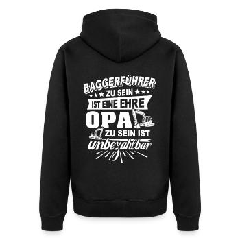 Baggerfuehrer Opa Baggerfahrer - Unisex Premium Bio Zip Hoodie - Schwarz - Hinten - Nico (187cm)