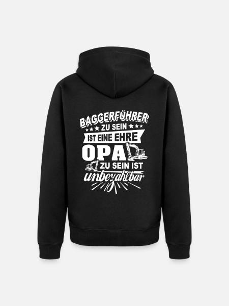 Baggerfuehrer Opa Baggerfahrer - Unisex Premium Bio Zip Hoodie - Schwarz
