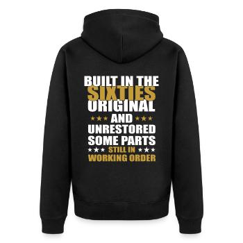Built sixties original 50th birthday - Unisex Premium Organic Zip Hoodie - black - Back - Nico (187cm)