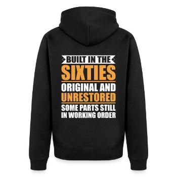 Built sixties original 50th birthday - Unisex Premium Organic Zip Hoodie - black - Back - Nico (187cm)