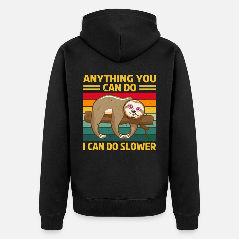 Faultier Schlaf Spruch - Unisex Premium Bio Zip Hoodie - Schwarz
