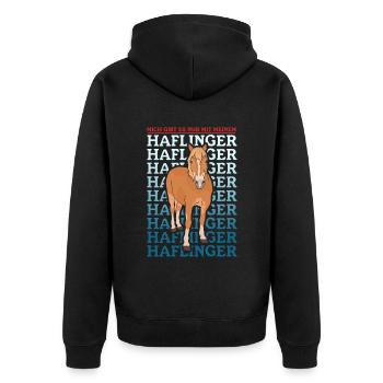 Haflinger Pferde | Haffi Pferdebesitzer Geschenk - Unisex Premium Bio Zip Hoodie - Schwarz - Hinten - Nico (187cm)