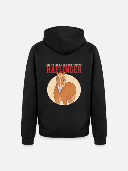 Haflinger Pferde Haffi Pferdebesitzer Geschenk - Unisex Premium Bio Zip Hoodie - Schwarz