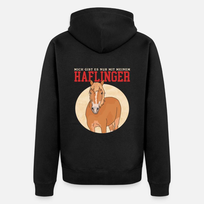 Haflinger Pferde Haffi Pferdebesitzer Geschenk - Unisex Premium Bio Zip Hoodie - Schwarz