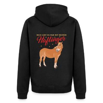 Haflinger Pferd Haffi Pferdebesitzer Geschenk - Unisex Premium Bio Zip Hoodie - Schwarz - Hinten - Nico (187cm)