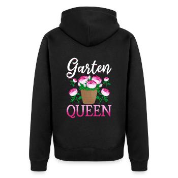 Garten Queen - Gartenliebhaberinnen - Unisex Premium Bio Zip Hoodie - Schwarz - Hinten - Nico (187cm)
