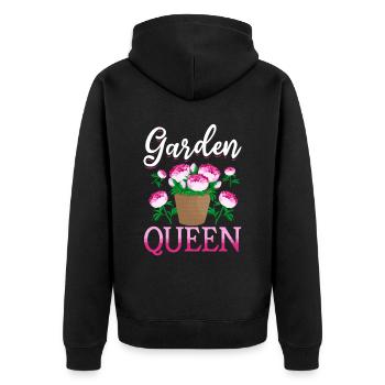 Garden Queen - Garden lovers - Unisex Premium Organic Zip Hoodie - black - Back - Nico (187cm)