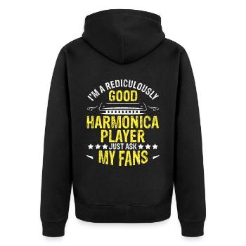 Französische Harfinisten und Harmonikaspieler - Unisex Premium Bio Zip Hoodie - Schwarz - Hinten - Nico (187cm)