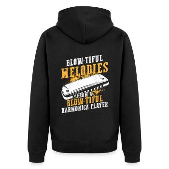 Französische Harfinisten und Harmonikaspieler - Unisex Premium Bio Zip Hoodie - Schwarz - Hinten - Nico (187cm)