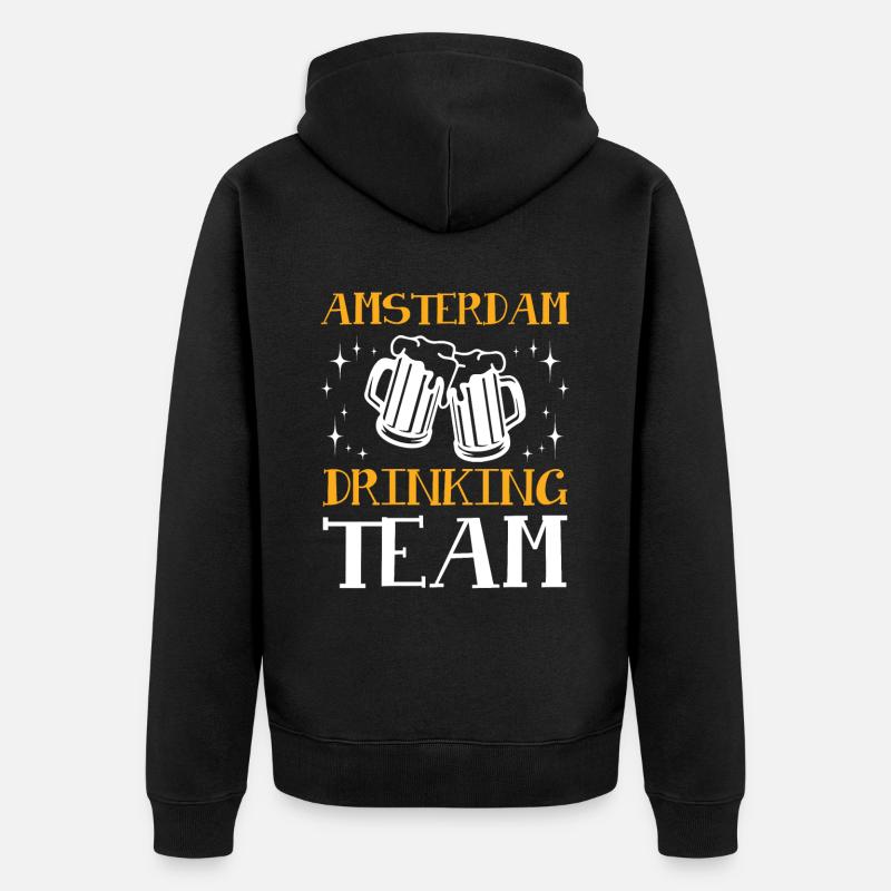 Amsterdam Drinking Team - Unisex Premium Bio Zip Hoodie - Schwarz