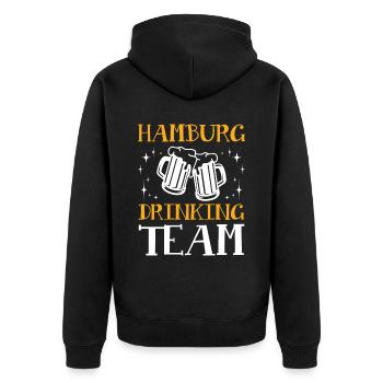 Hamburg Drinking Team - Unisex Premium Bio Zip Hoodie - Schwarz - Hinten - Nico (187cm)