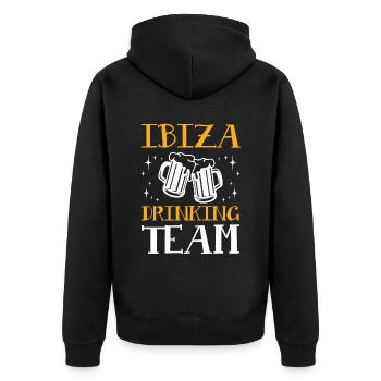 Ibiza Drinking Team - Unisex Premium Organic Zip Hoodie - black - Back - Nico (187cm)
