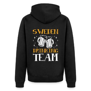 Schweden Drinking Team - Unisex Premium Bio Zip Hoodie - Schwarz - Hinten - Nico (187cm)