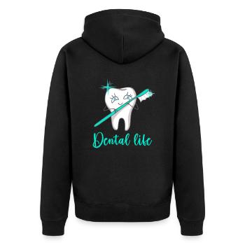 Dental Life - Unisex Premium Bio Zip Hoodie - Schwarz - Hinten - Nico (187cm)