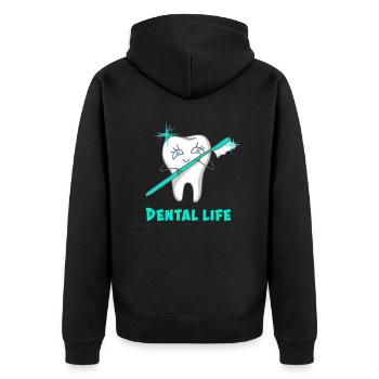 Dental Life - Unisex Premium Bio Zip Hoodie - Schwarz - Hinten - Nico (187cm)