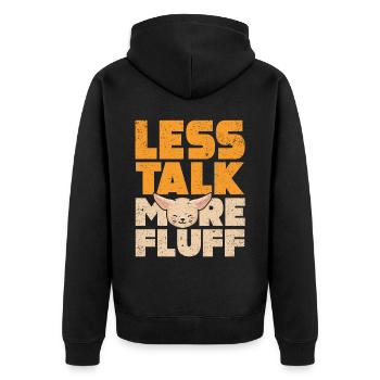 Weniger Reden Mehr Flausch Fennek Fuchs Besitzer - Unisex Premium Bio Zip Hoodie - Schwarz - Hinten - Nico (187cm)