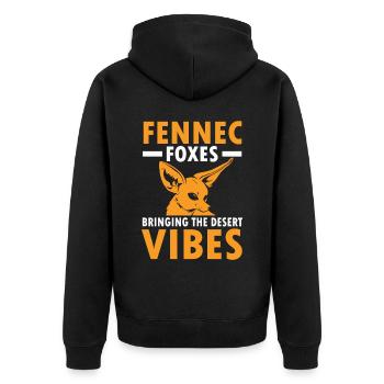 Fennec Foxes Desert Vibes Fennec Fox owners - Unisex Premium Organic Zip Hoodie - black - Back - Nico (187cm)