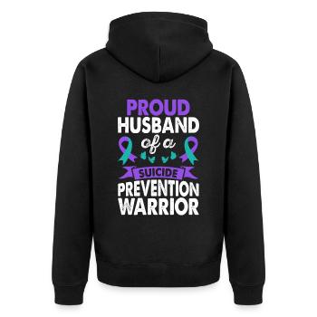 Husband of Suicide Prevention Warrior Awareness - Unisex Premium Organic Zip Hoodie - black - Back - Nico (187cm)