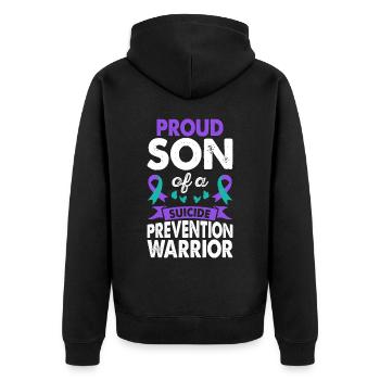 Fils du guerrier de la prévention du suicide - Veste à capuche bio Premium Unisexe - noir - Dos - Nico (187cm)