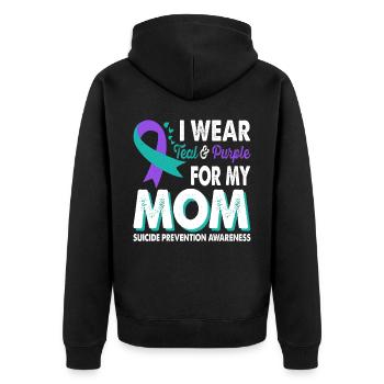 Wear teal and purple for awareness - Unisex Premium Organic Zip Hoodie - black - Back - Nico (187cm)