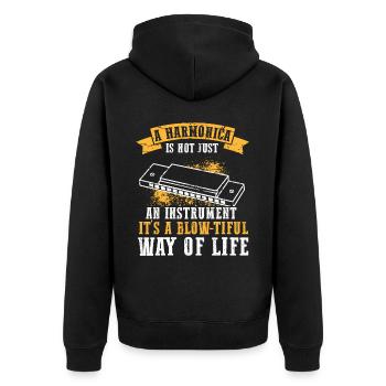 Französische Harfinisten und Harmonikaspieler - Unisex Premium Bio Zip Hoodie - Schwarz - Hinten - Nico (187cm)