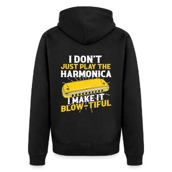 Französische Harfinisten und Harmonikaspieler - Unisex Premium Bio Zip Hoodie - Schwarz - Hinten - Nico (187cm)
