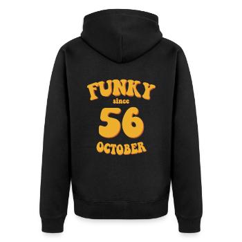 Funky Anniversaire: Octobre 1956 - Flower Power - Veste à capuche bio Premium Unisexe - noir - Dos - Nico (187cm)
