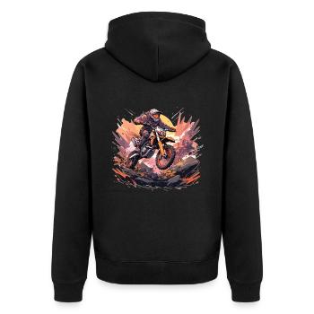 Supermoto Motocross Motocross Motorrad Biker - Unisex Premium Bio Zip Hoodie - Schwarz - Hinten - Nico (187cm)