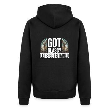 Haben Sie Glas? Let's Get Stained - Glasmalerei - Unisex Premium Bio Zip Hoodie - Schwarz - Hinten - Nico (187cm)