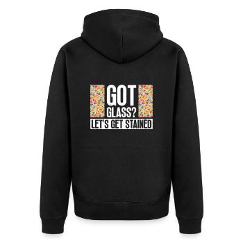 Haben Sie Glas? Let's Get Stained - Glasmalerei - Unisex Premium Bio Zip Hoodie - Schwarz - Hinten - Nico (187cm)