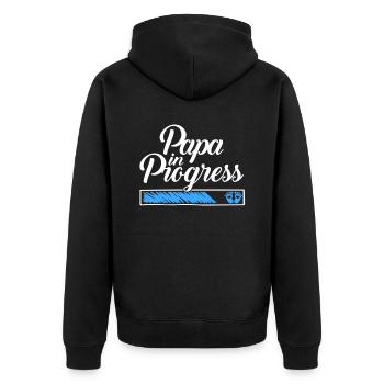 Pregnancy 2023 - Daddy Work in progress - - Unisex Premium Organic Zip Hoodie - black - Back - Nico (187cm)